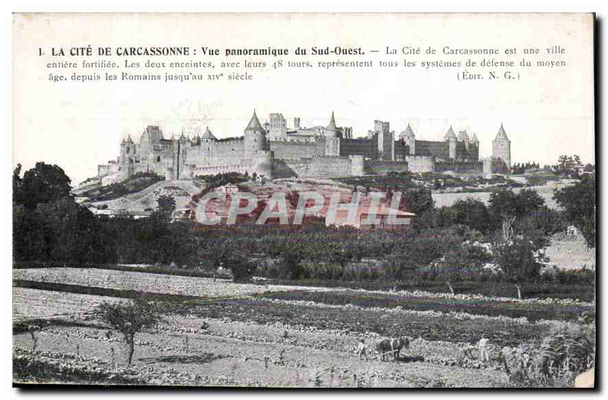 Carcassonne — Vue panoramique du Sud-Ouest — Édit. N.G.