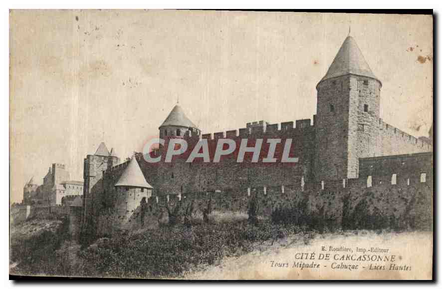 CPA Cite de Carcassonne Tours Mipadre Cabuzac Lices Hautes 
