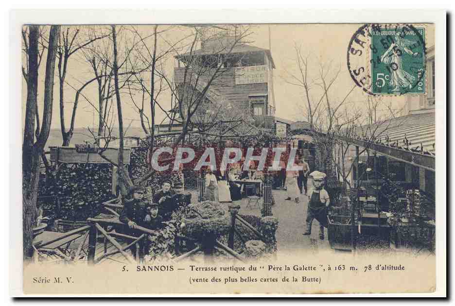 SANNOIS terrasse rustique du pere la galette AlIEN GORiLLE EXTRa TERReSTRe Quatrieme dimension Unique TOP CPA