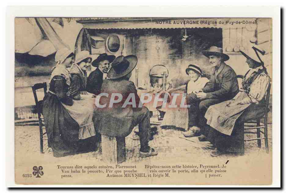 notre auvergne Antonin Meyniel et regis m auvergnats cheminee costume animation CPA