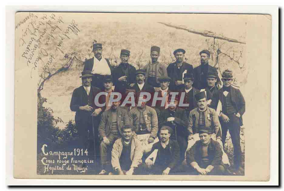 campagne 1914 Croix Crois Rouge francaise hopital de mauze portrait soldats blesses medailles animation TOP CPA