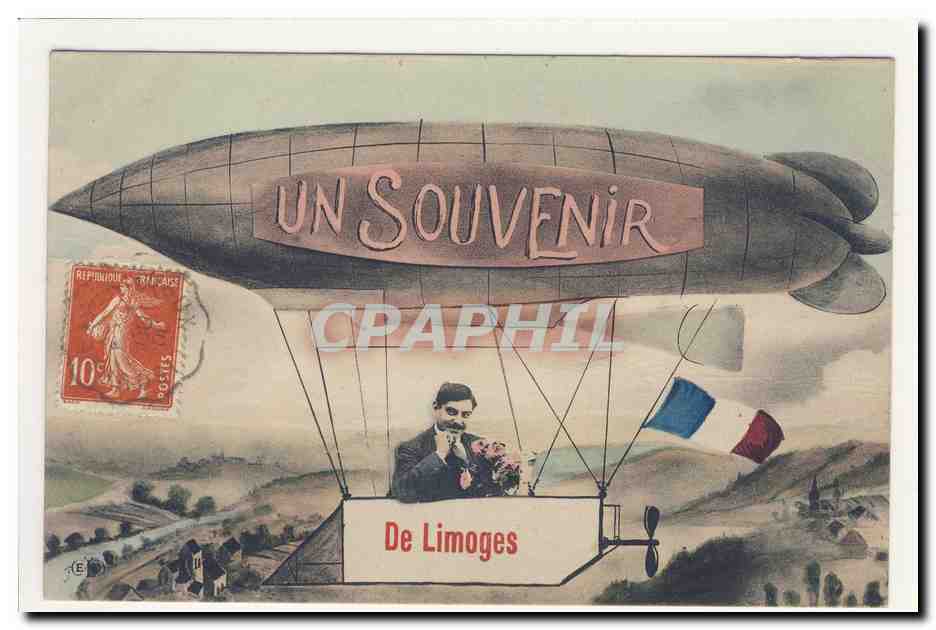 Souvenir de LIMOGES Dirigeable CPA