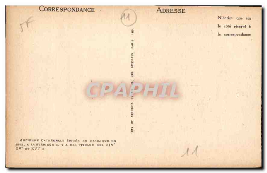 CPA Carcassonne l'eglise Saint Nazaire Partie gothique  — Rückseite