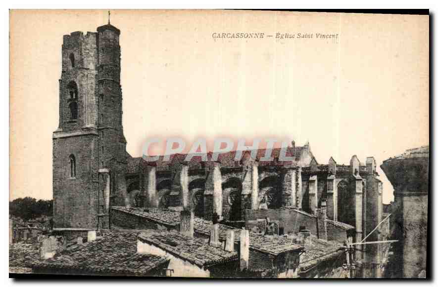CPA Carcassonne Eglise Saint Vincent 