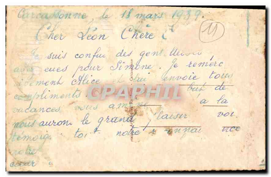 CPA Cite de Carcassonne vue generale du Nord Esr  — Verso