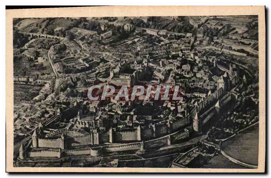 CPA Cite de Carcassonne vue aerienne Cliche CAF 