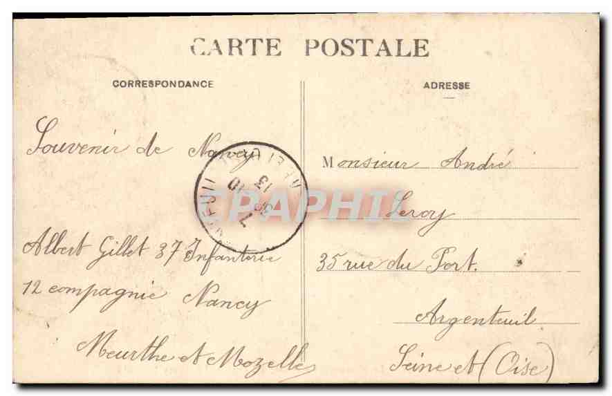 CPA Nancy le Monument Carnot a l'entree du cours Leopold  — Rückseite