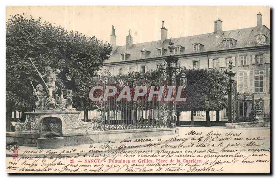 CPA Nancy Fontaines et Grilles Place de la Carriere 
