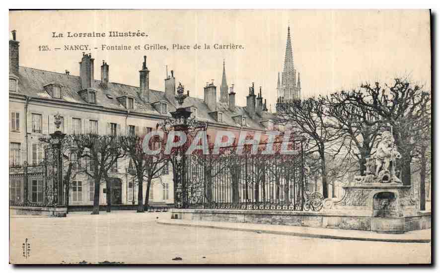 NANCY — Fontaine et Grilles, Place de la Carrière — La Lorraine Illustrée, n° 125