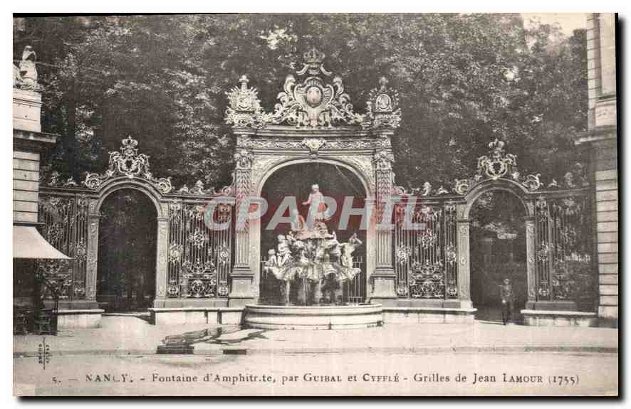 NANLY - Fountain of Amphitrite, by Guibal and Cyfflé - Grilles by Jean Lamour (1755)