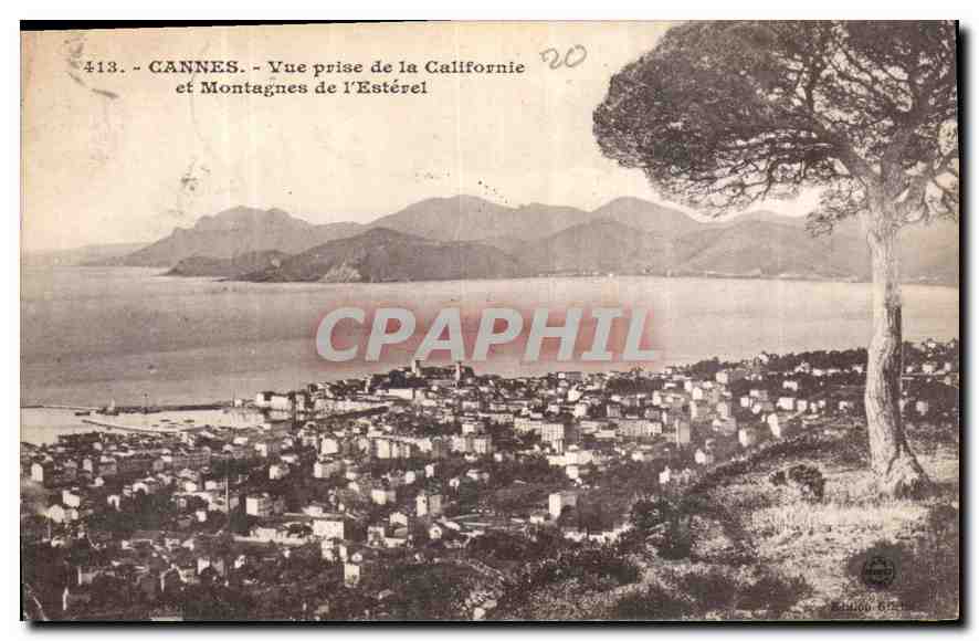 CANNES - Vue prise de la Californie et Montagnes de l'Estérel — éditeur : Établissement de Photographie Rios, n° 413