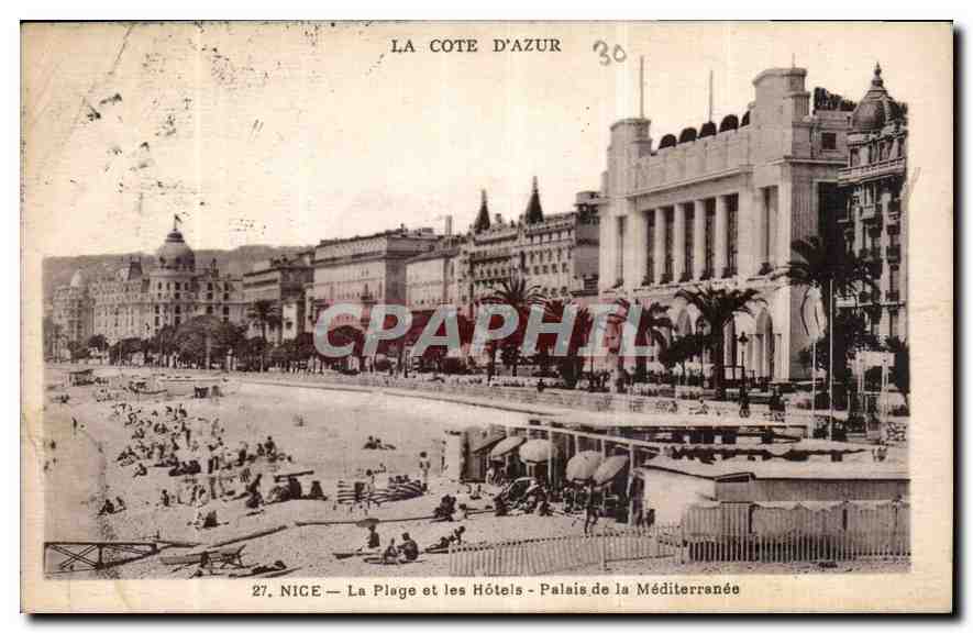 CPA Nice la Plage et les Hotels Palais de la Mediterranee 