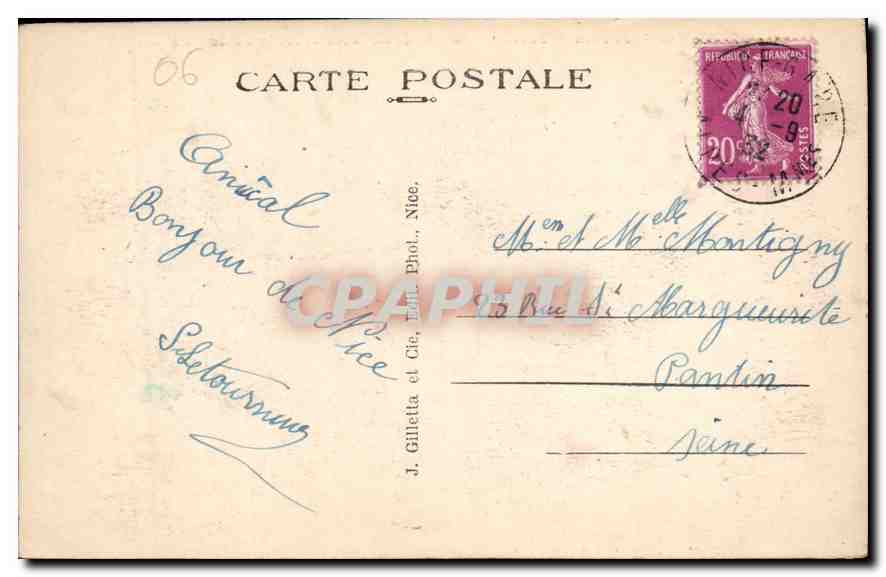 CPA Nice Jardin Albert Ier Palais de la Jetee et Avenue de Verdun  — Rückseite