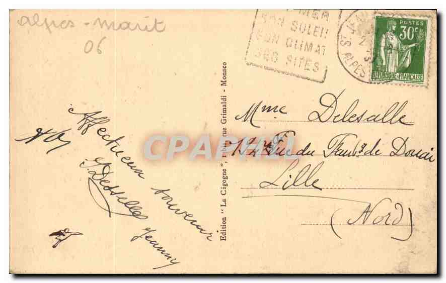 CPA Saint Jean Cap Ferrat Saint Hospice  — Back