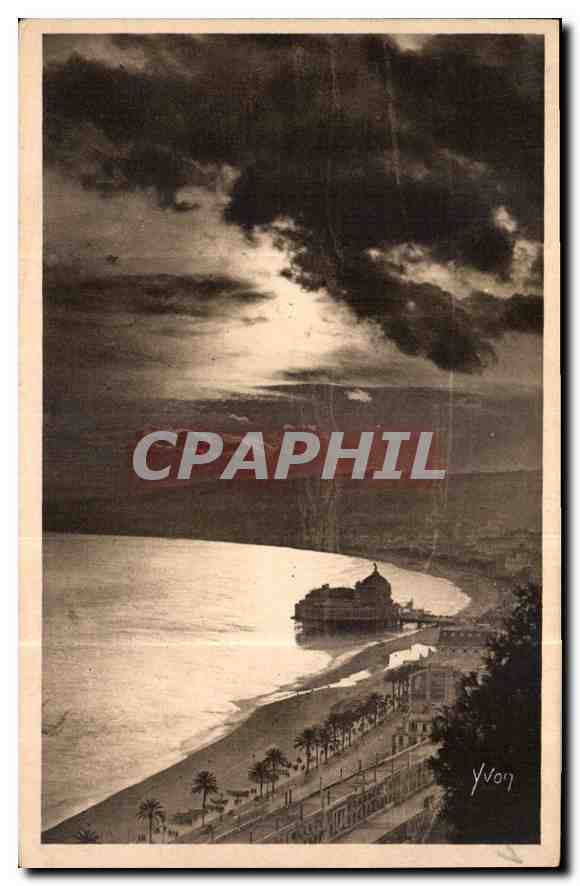 CPA Cote d'Azur Nice Alpes Maritimes la Baie des Anges un coucher du Soleil 
