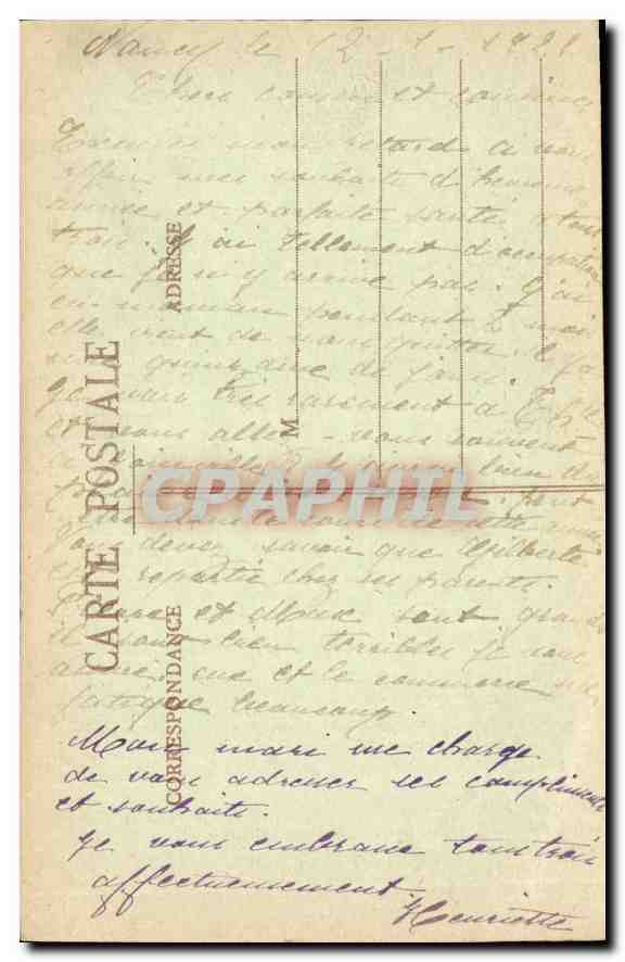 CPA Nancy Place Stanislav Grilles en fer forge de Jean Lamour Fontaine d'Amphitrite  — Verso
