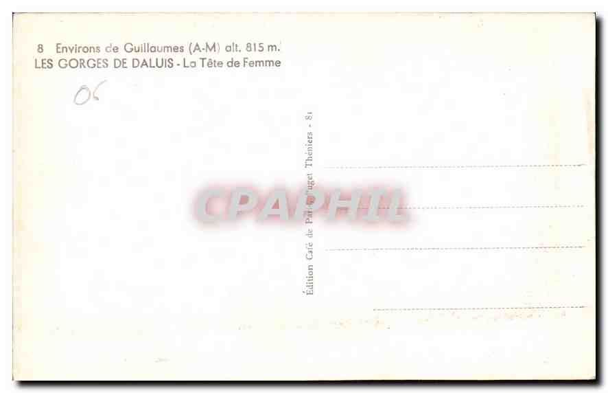 The Gorges of Daluis — The Head of the Woman — Edition CAFé de Parayguget Théniers - 81 — Back