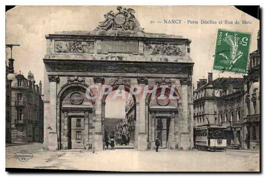 CPA Nancy la Porte Desilles et Rue de Metz Tramway