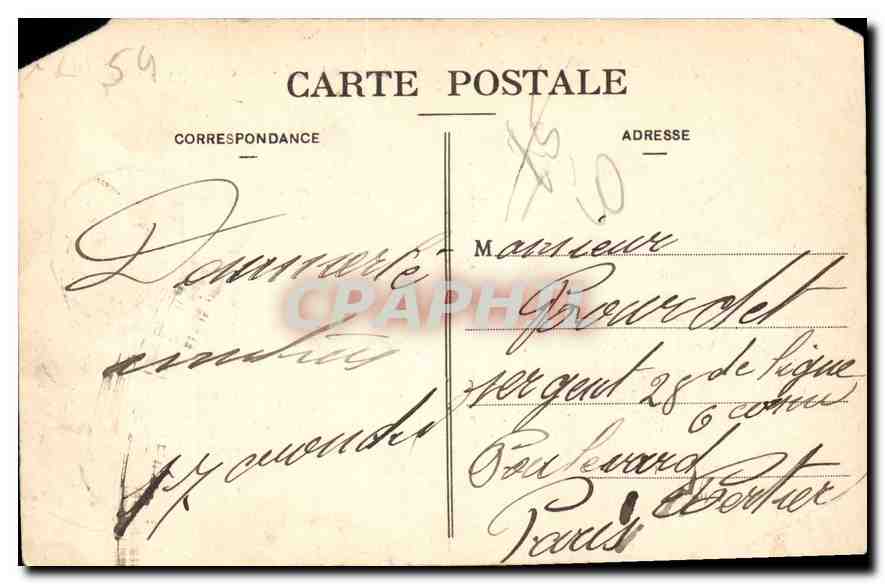CPA Nancy la Porte Desilles et Rue de Metz Tramway — Verso