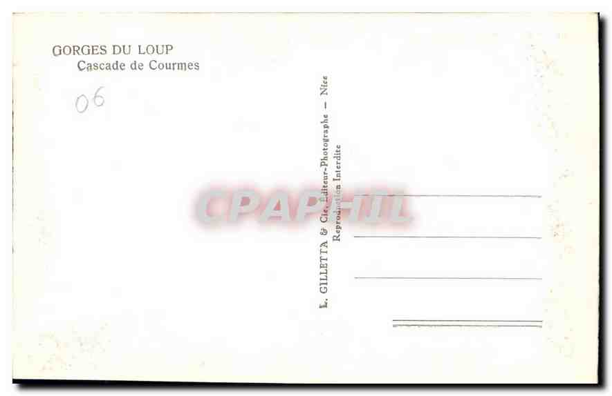 CPA Gorges du Loup Cascade de Courmes  — Rückseite