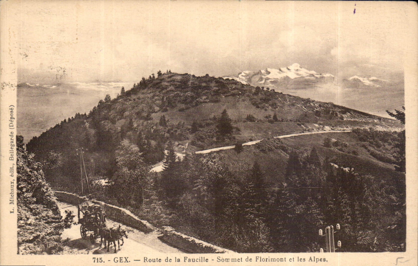 CPA Gex Route de la Faucille Sou met de Florimont et les Alpes 