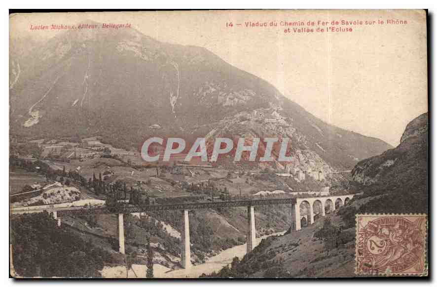 CPA Viaduc du Chemin de Fer de Savoie sur le Rhone et Vallee de l'Ecluse 