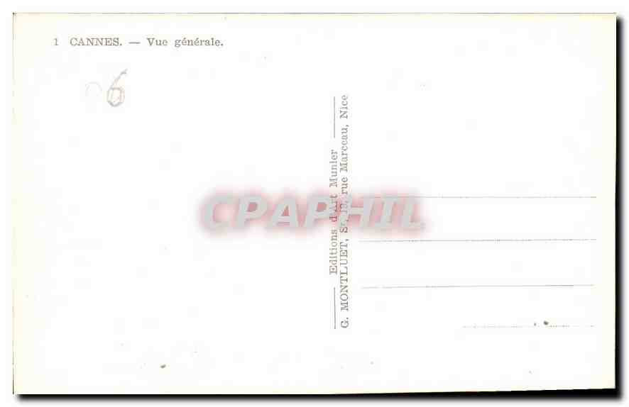 CPA Cannes Vue generale  — Verso