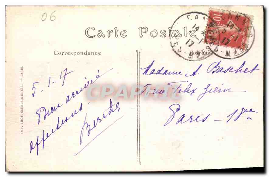 Vue sur CANNES, prise de la Bocca (Alpes-Maritimes) — ND. Phot. — n° 202 — Rückseite