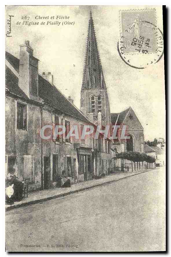 Plailly — Église avec flèche gothique — Dominartin - E.L. Edit. Photog.
