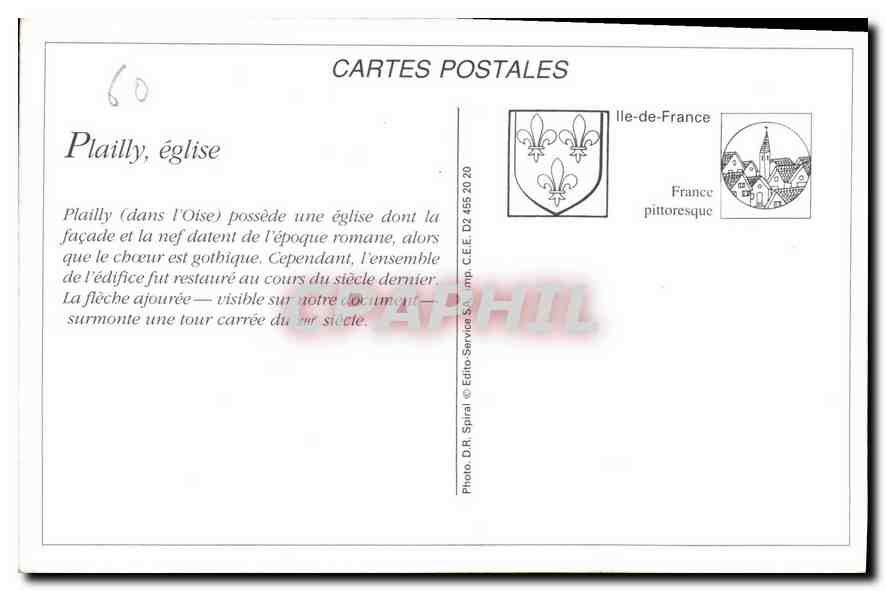 Plailly — Église avec flèche gothique — Dominartin - E.L. Edit. Photog. — Reverso