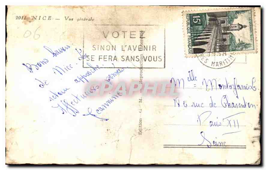 CPA Nice vue generale  — Rückseite