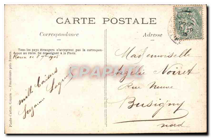 CARTE PHOTO Enfant — Verso