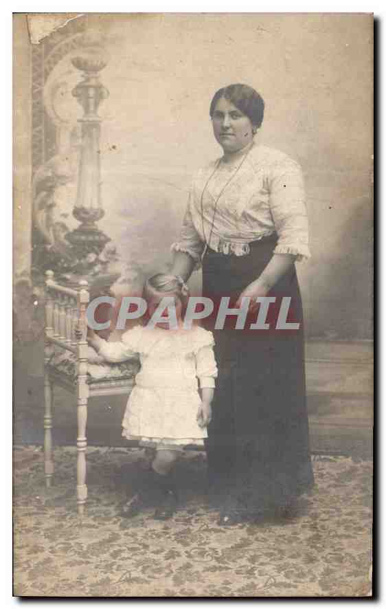 CARTE PHOTO Femme Enfant