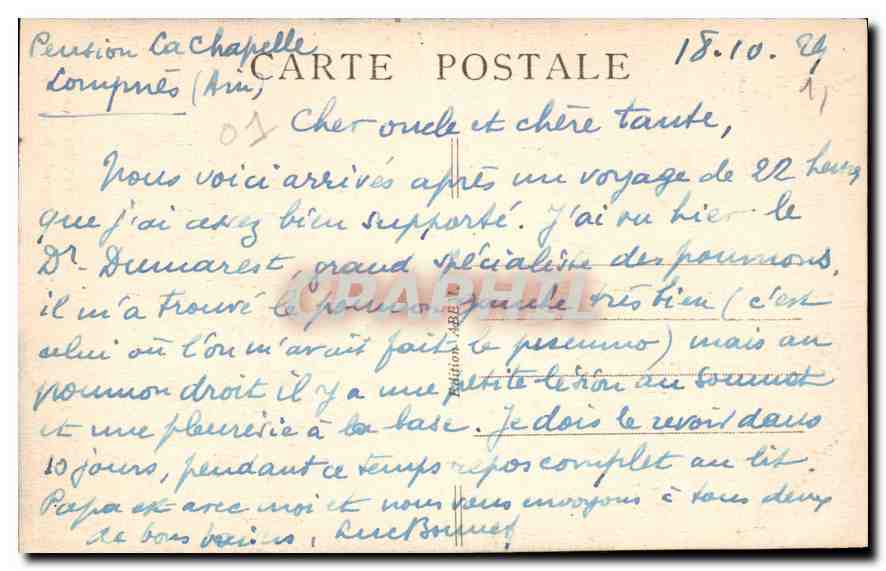 CPA Hauteville Ain Cascade de Charabotte  — Rückseite