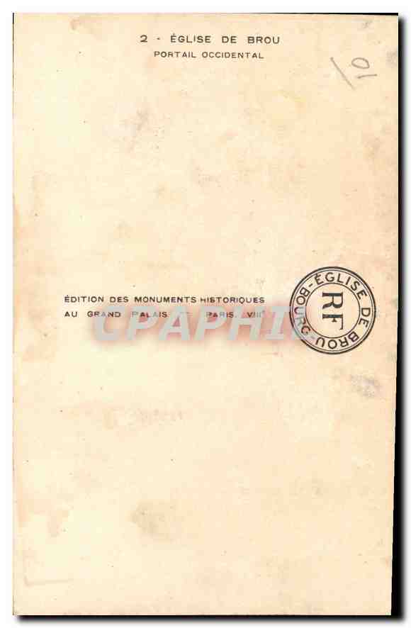 Église de Brou — Portail occidental — Édition des Monuments Historiques — Verso
