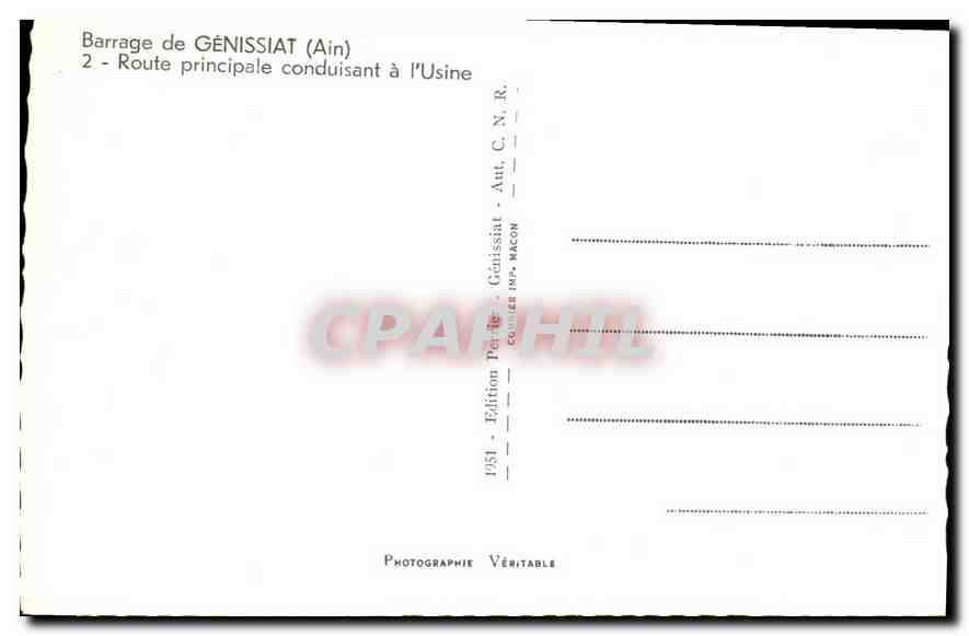 CPA Barrage de Genissiat Ain Route Principale Conduisant a l'Usine  — Rückseite