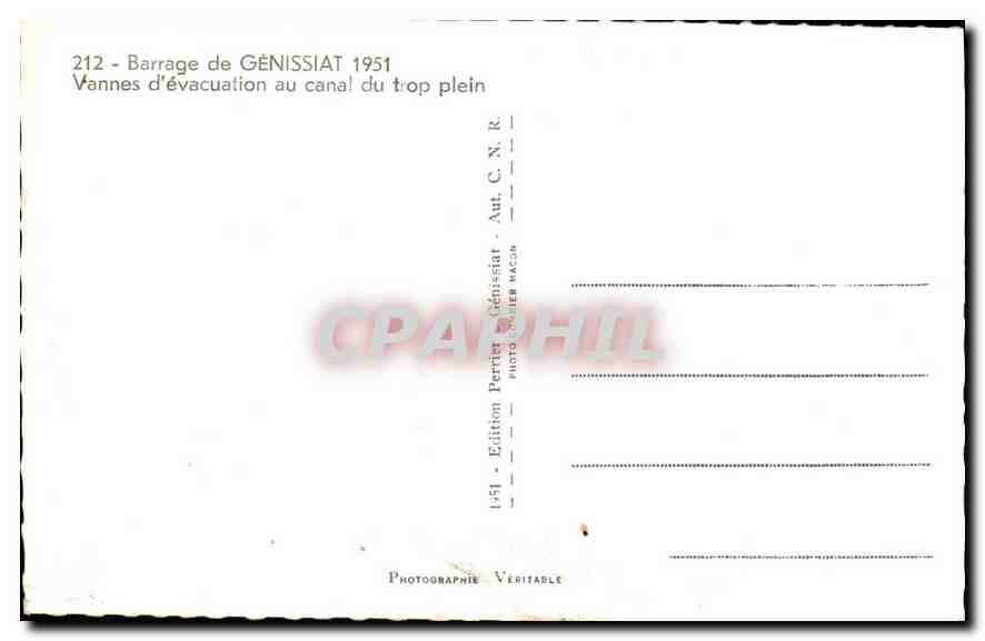 CPM Barrage de Genissiat Vannes d'evacuation au canal du Trop plein  — Rückseite