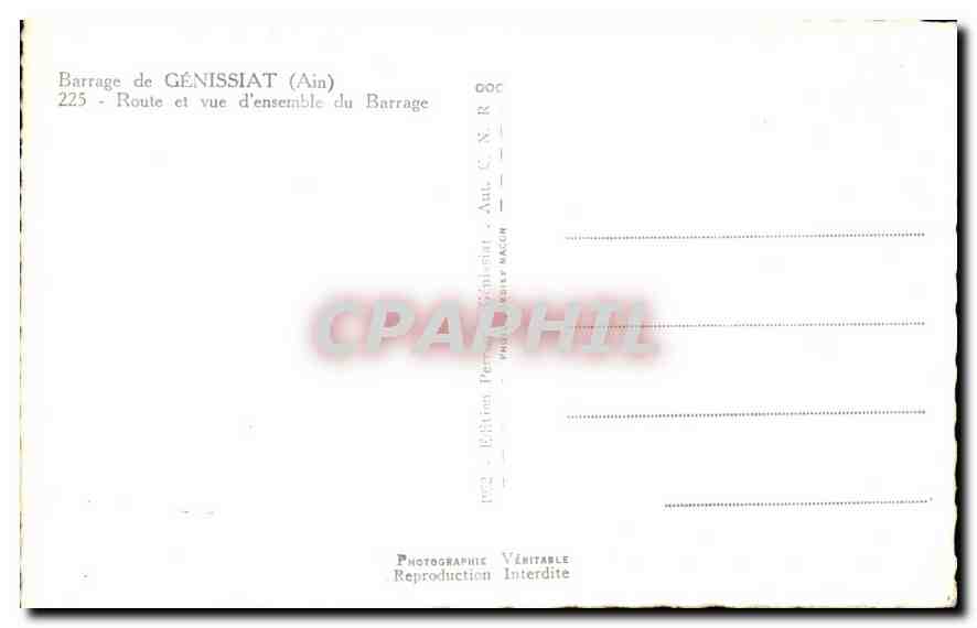 CPM Barrage de Genissiat Ain Route et vue d'ensemble du Barrage  — Rückseite