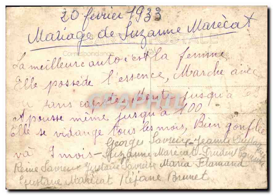 CARTE PHOTO Personnages — Rückseite
