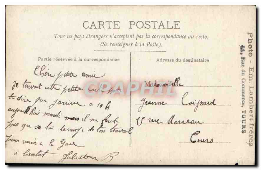CARTE PHOTO Femmes Tours — Rückseite