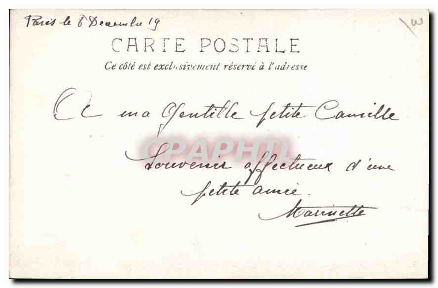 CARTE PHOTO Femme — Verso