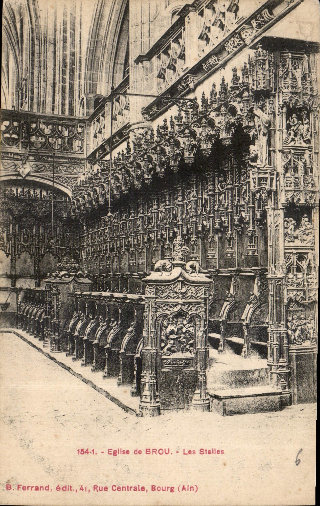 Église de Brou - Les Stalles — B. Ferrand, édit., 41, Rue Centrale, Bourg (Ain)