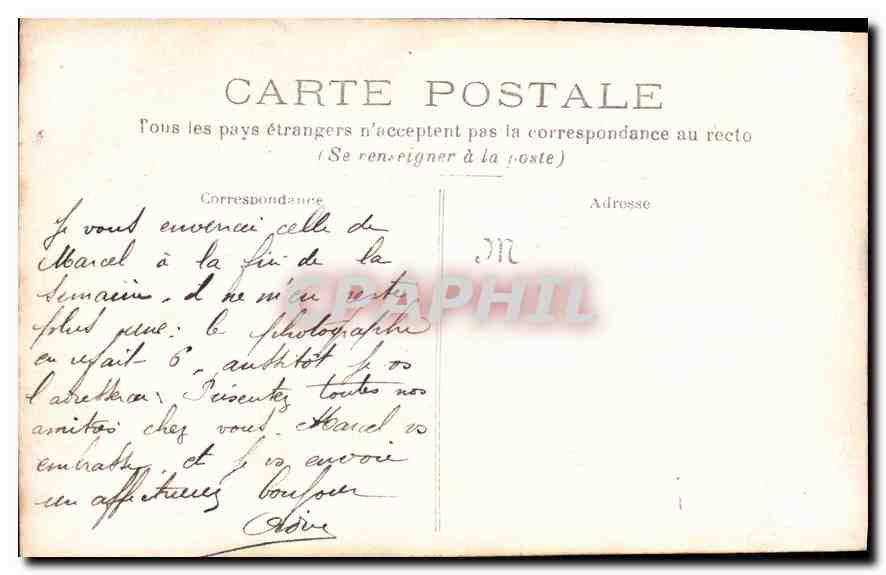 CARTE PHOTO Femme — Verso