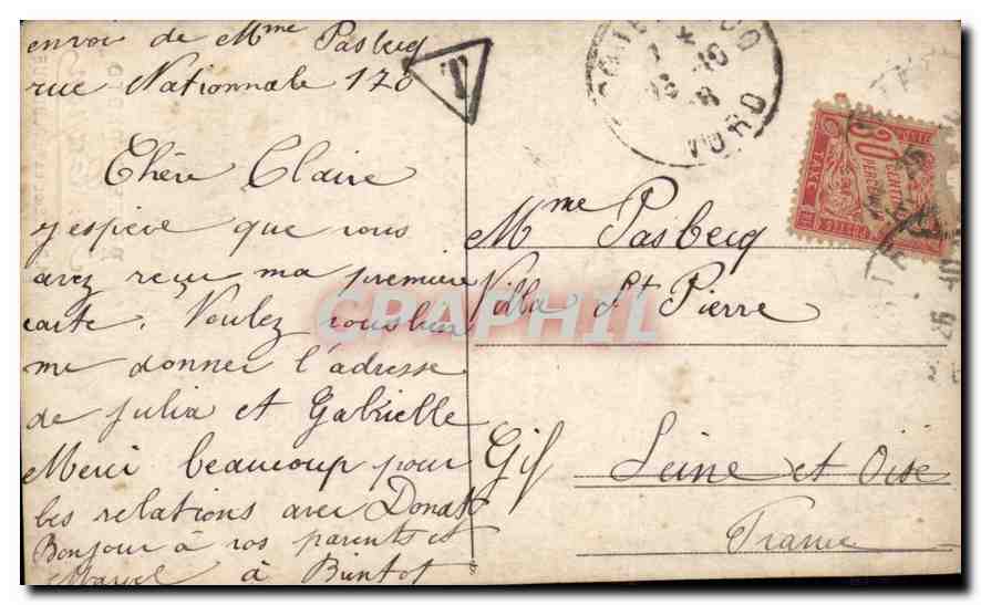 CARTE PHOTO Femme Enfant — Verso