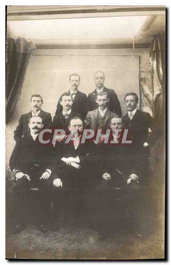 CARTE PHOTO Hommes pipe 