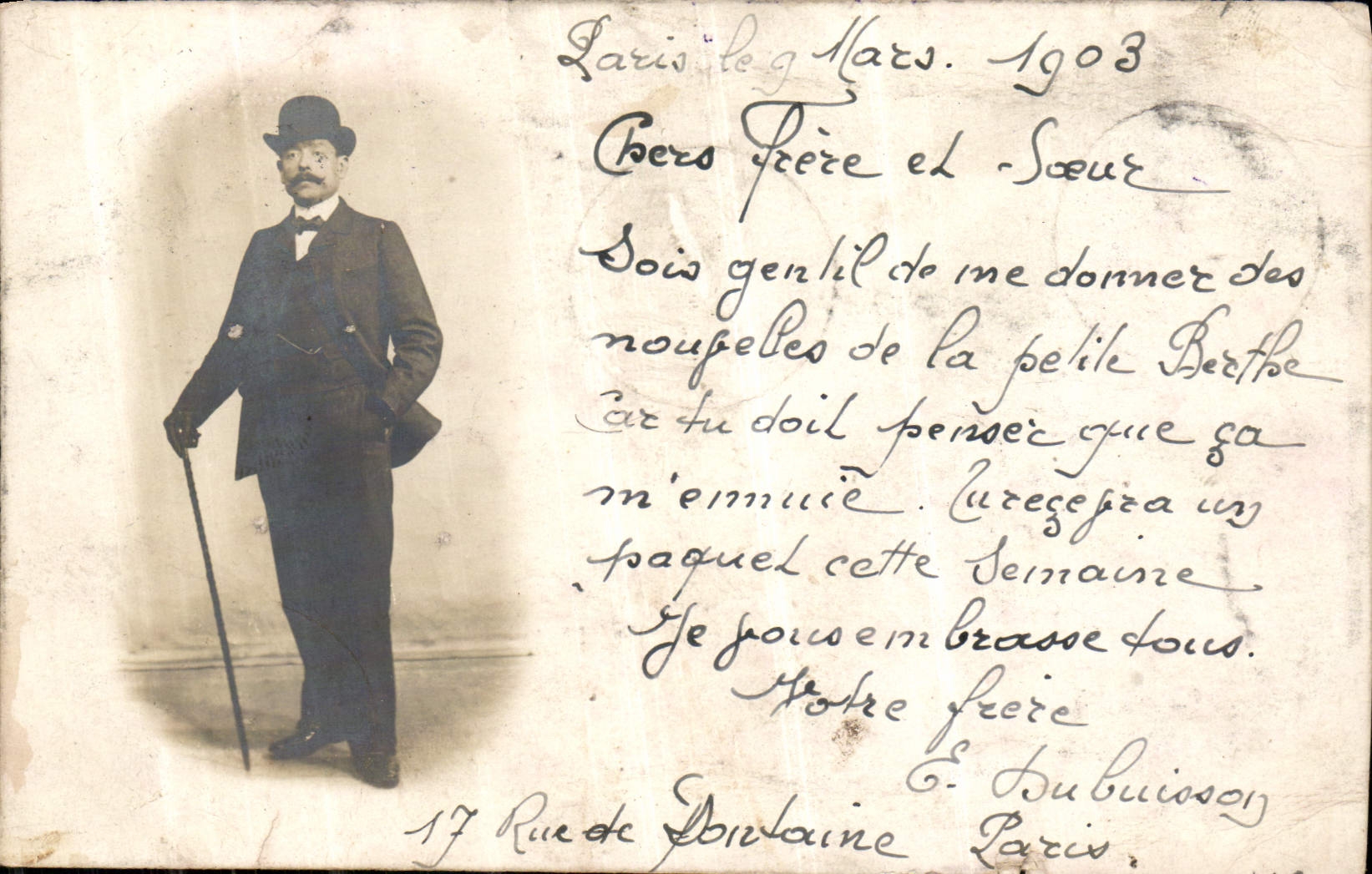 CARTE PHOTO Homme Paris 