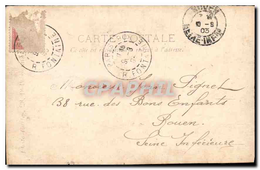 CARTE PHOTO Homme Paris  — Verso