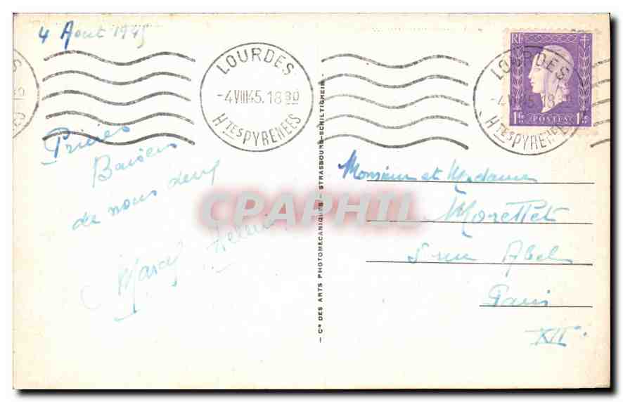 CPA Lourdes vue generale prise du bateau fort  — Verso