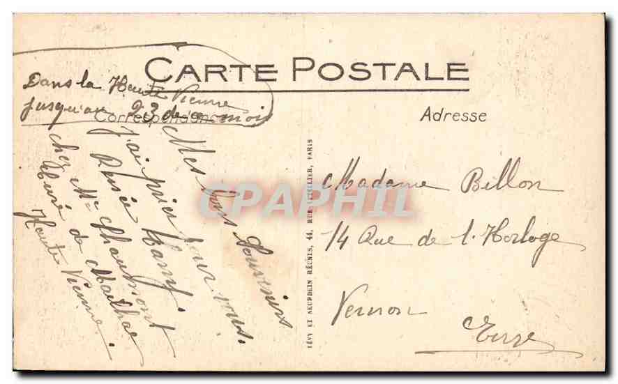 CPA Lourdes la Vierge de la Grotte  — Verso