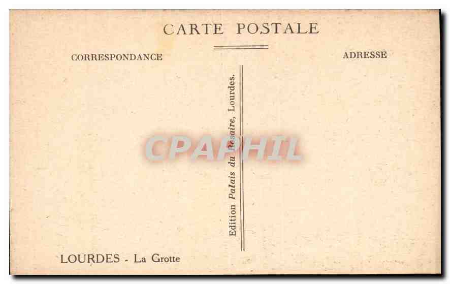 CPA Lourdes la Grotte  — Verso